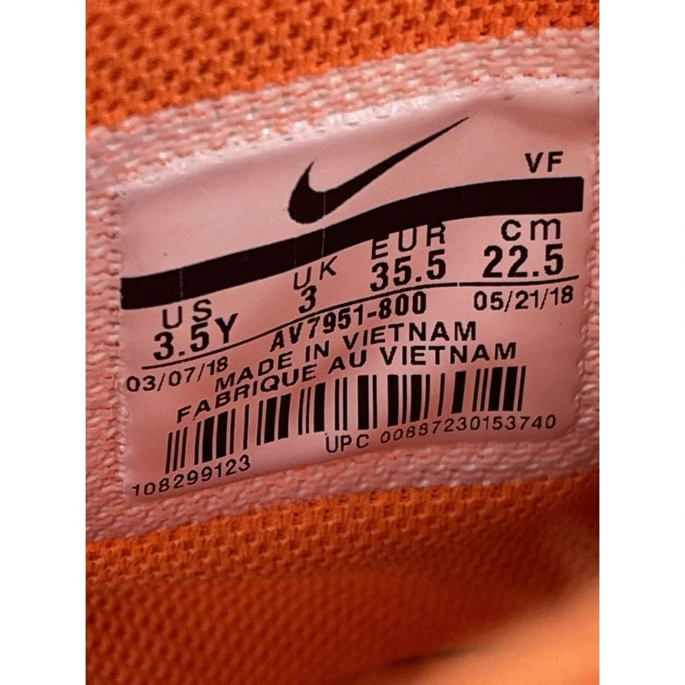 Nike Boys Air Force 1 Size 3.5Y AV7951-800 Orange Running Shoes Lace‎ Up Mid Top